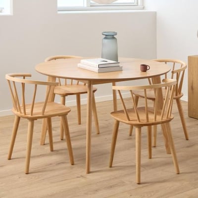 Table de salle à manger ronde Rover - Ø120x76cm - placage de chêne
