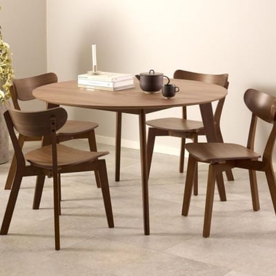 Table de salle à manger ronde Rover - Ø120x76 cm - placage de noyer