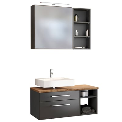 Ensemble salle de bains Dasa 5 gauche - graphite/gris mat Ensemble salle de bains Dasa 5 gauche - graphite/gris mat