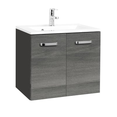 Meuble vasque Bobbi 70cm 2 portes - graphite/chêne gris Meuble vasque Bobbi 70cm 2 portes - graphite/chêne gris