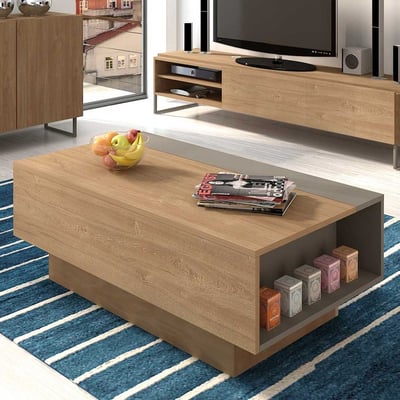 Table basse Nomi 110x57 avec plateau relevable - brun Table basse Nomi 110x57 avec plateau relevable - brun