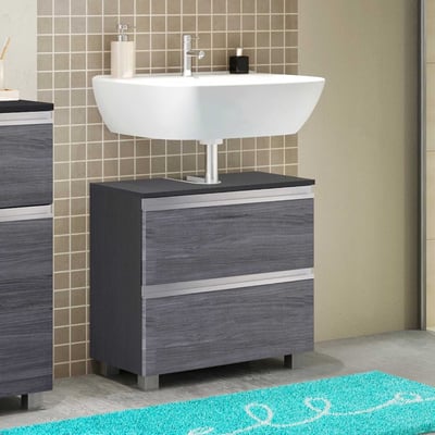 Meuble sous-lavabo Lotuk 60cm 1 porte et 1 tiroir - chêne gris