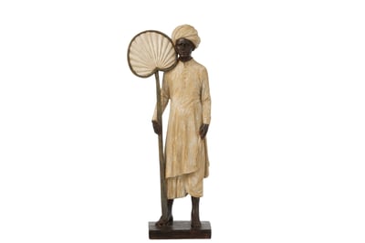 Personnage indien debout resine beige/marron