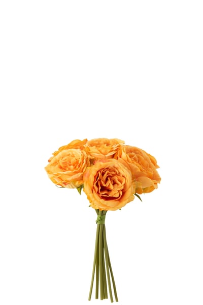 Bouquet roses 7 parties plastique orange