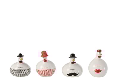 Poule bonjour/mon amour ceramique blanc/rouge/noir small assortiment de 4 Poule bonjour/mon amour ceramique blanc/rouge/noir small assortiment de 4