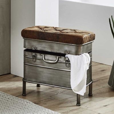 Banc de rangement Octavia - 51x34x48 cm - Cuir synthétique/acier Banc de rangement Octavia - 51x34x48 cm - Cuir synthétique/acier