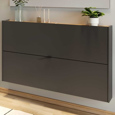 Meuble à chaussures Elton | 140 x 19 x 85 cm | Design gris graphite