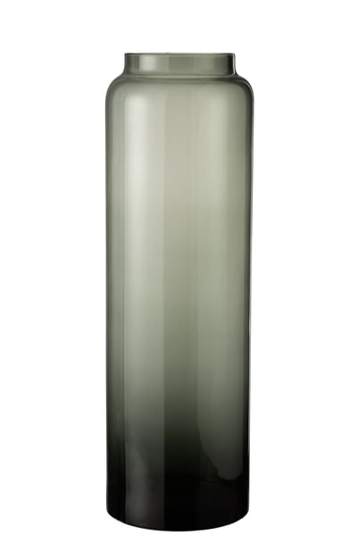 Vase droit long verre gris large