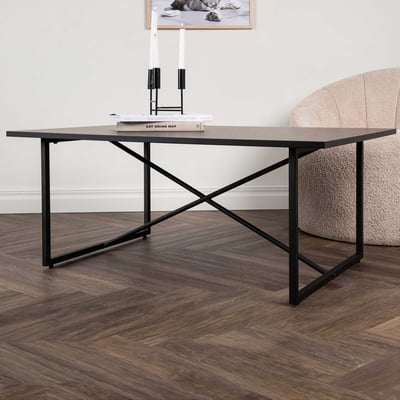 Table basse Pryor - MDF noir et acier - 110x70 cm - Noir