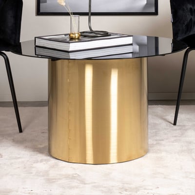 YSTAD - TABLE CABANE - VERRE FUMÉ / LAITON BRILLANT