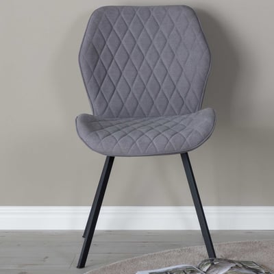 Chaise de salle à manger Gemma - Tissu gris et pieds noirs - 63x50x90 cm