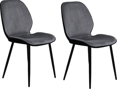 Chaise de salle à manger Emma Venture Design - Velours gris - 57x47x89 cm