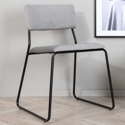 Chaise de salle à manger Kenth - Velours gris clair - 52x40x76 cm