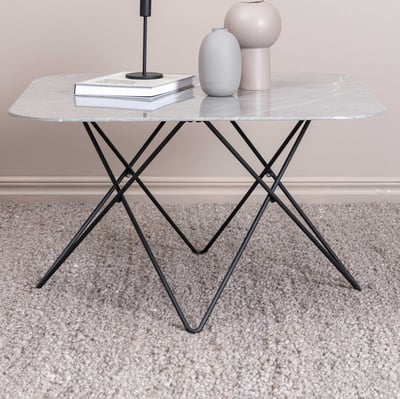 Table basse Tristar - Verre marbré gris - 80x80x50 cm