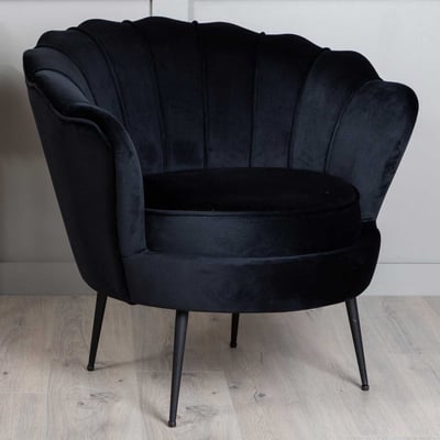 Fauteuil Calais velours noir 77x76x83 cm