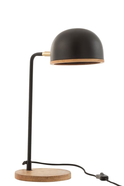 Lampe de bureau evy metal/bois noir/naturel Lampe de bureau evy metal/bois noir/naturel