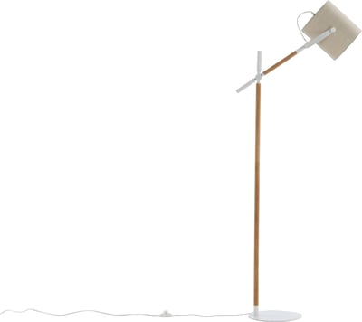 Lampadaire Dennis Venture Design - Lin beige & bois blanc - 66x30x156 cm