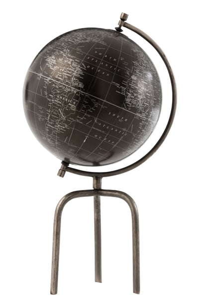 Globe trepied metal/plastique argent/noir large Globe trepied metal/plastique argent/noir large