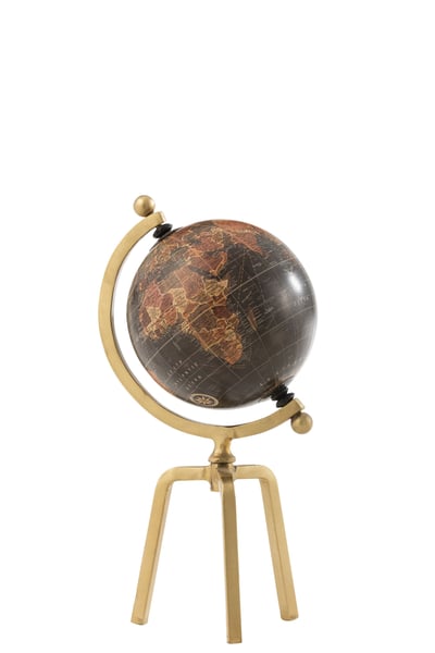 Globe trepied metal/plastique or/noir small