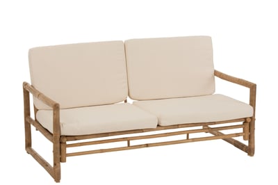 Fauteuil 2 personnes bambou + textile naturel/blanc