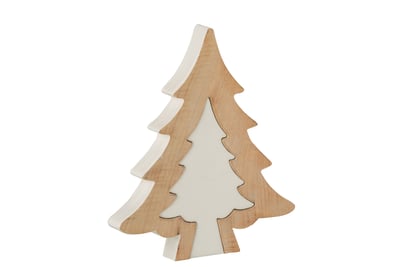 Sapin de noel puzzle bois de manguier blanc/blanc wash large