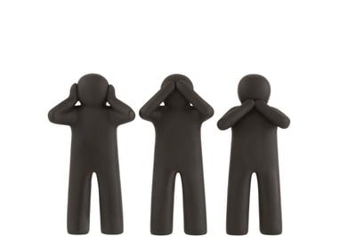 P'tit maurice entendre/voir/se taire resine noir small assortiment de 3