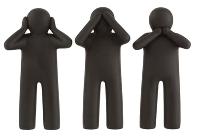 P'tit maurice entendre/voir/se taire resine noir large assortiment de 3 P'tit maurice entendre/voir/se taire resine noir large assortiment de 3