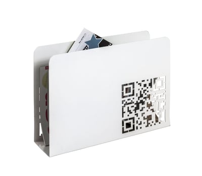 Porte-revues | 35 x 10 x 26 cm | Blanc, design QR code Porte-revues | 35 x 10 x 26 cm | Blanc, design QR code