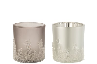 Photophore givre gris/argent large assortiment de 2