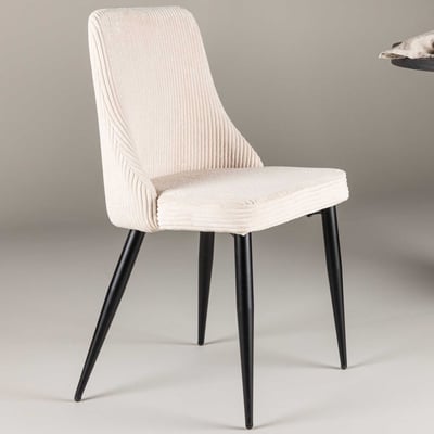 Chaise de salle à manger Leone - Velours beige - 63x91x47 cm