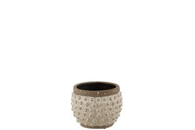 Cachepot bord pointu ceramique blanc/gris small