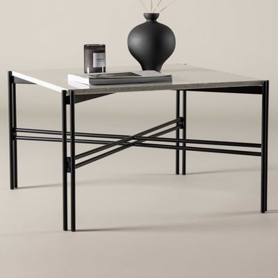 Table basse Razzia - Terrazzo Blanc & acier noir - 75x75x48 cm