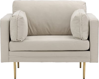 Fauteuil Boom Velours côtelé Venture Design - Beige clair - 90x110x88 cm