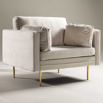 Fauteuil Boom Velours côtelé - Beige clair - 90x110x88 cm