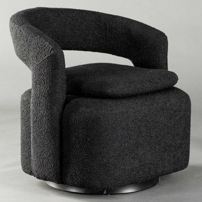 Fauteuil Laurel en acier et bouclé noir - 72x69x69 cm