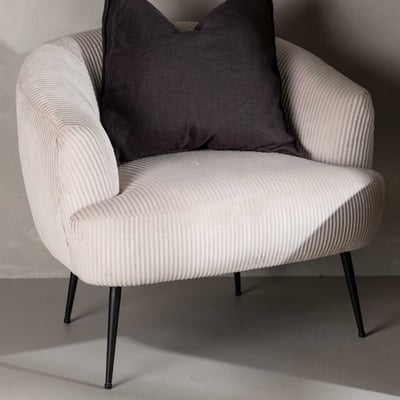 Fauteuil Derry - Velours côtelé - 79x70x69 cm - Beige