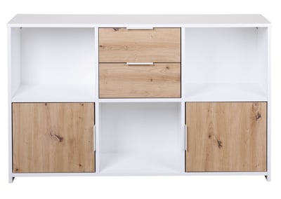 Armoire multifonctionnelle Pepeto | 120 x 30 x 77 cm | Espace de rangement ouvert et fermé | Couleur : Blanc