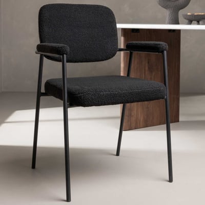 Chaise de salle à manger Yesterday - Acier noir et tissu bouclé