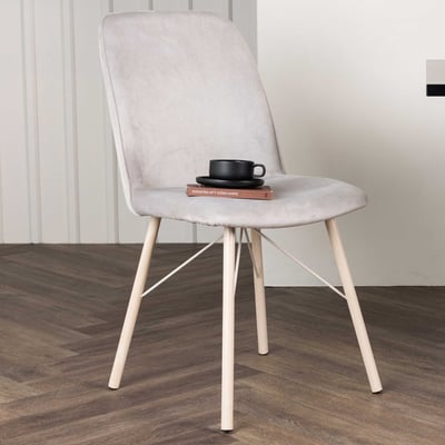 Chaise de salle à manger Everyday - Velours gris clair - 58x90x47cm