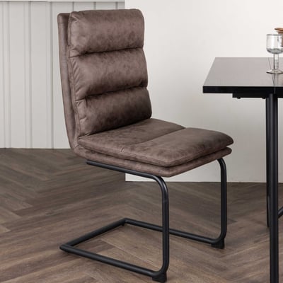 Chaise de salle à manger Zizo - microfibre marron - 60x45x100 cm