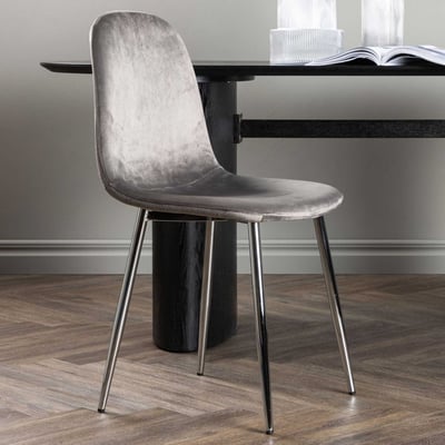 Chaise de salle à manger Eva - Velours gris clair - 42x89x45 cm