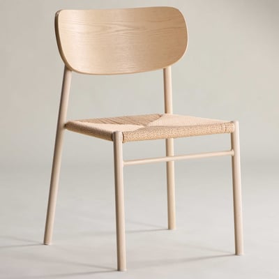 Chaise de salle à manger Polly - Fer blanchi et corde beige