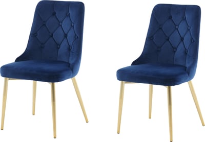 VELVET LYX MATSTOL 2-PACK - MATT MÄSSING / BLÅ SAMMET