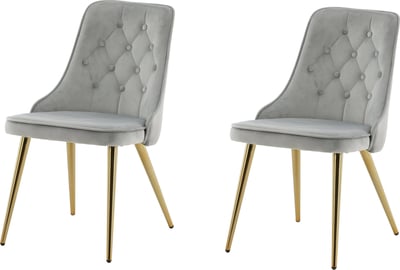 Chaise de salle à manger Velvet Deluxe Venture Design - Velours gris et pieds laiton - 66x50x89 cm