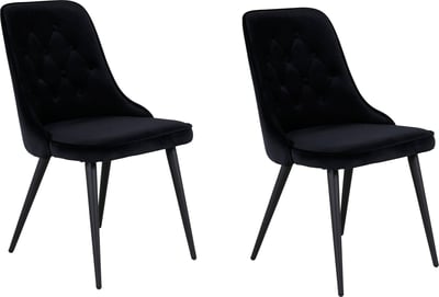 Chaise de salle à manger Velvet Deluxe Venture Design - Velours noir - 66x50x89 cm