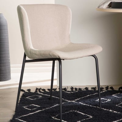Chaise de salle à manger Modesto - Tissu bouclé beige - 54x48x80 cm