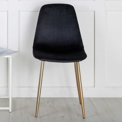 Chaise de salle à manger Polar - Velours noir - 53x46x88 cm