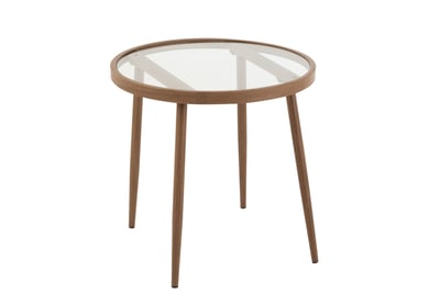 Table gigogne ronde metal/verre marron fonce Table gigogne ronde metal/verre marron fonce