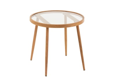 Table gigogne ronde metal/verre naturel