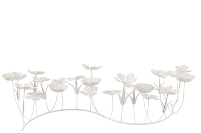 Decoration fleurs metal blanc large